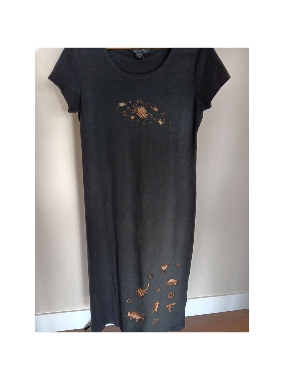 BFOFO Designs Dress Size S Black Short Sleeve Cotton Hieroglyphics Womens Canada - Picture 2 of 14
